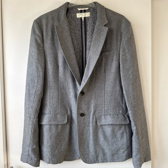 Rag & Bone Blazer Mens 44 Gray Cotton Two Button Tailored Sport Coat Jacket